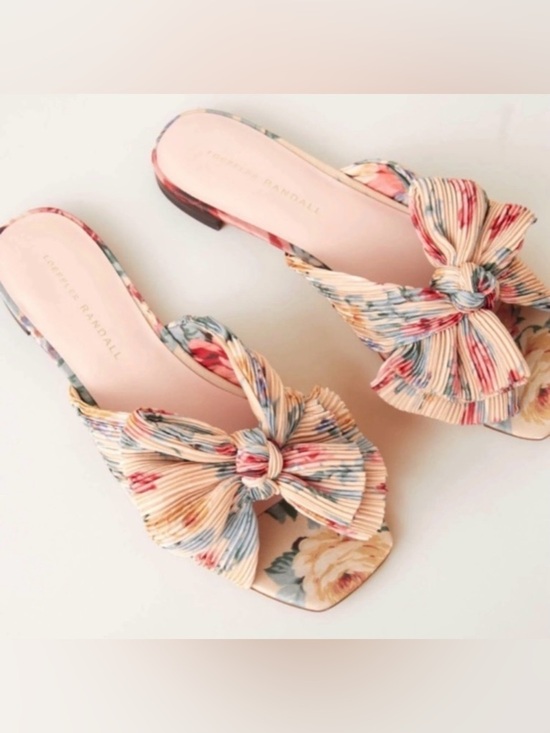 Loeffler Randall Shoes - Loeffler Randall Daphne Floral Pleated Bow Flat Sandals Size 7 EUC